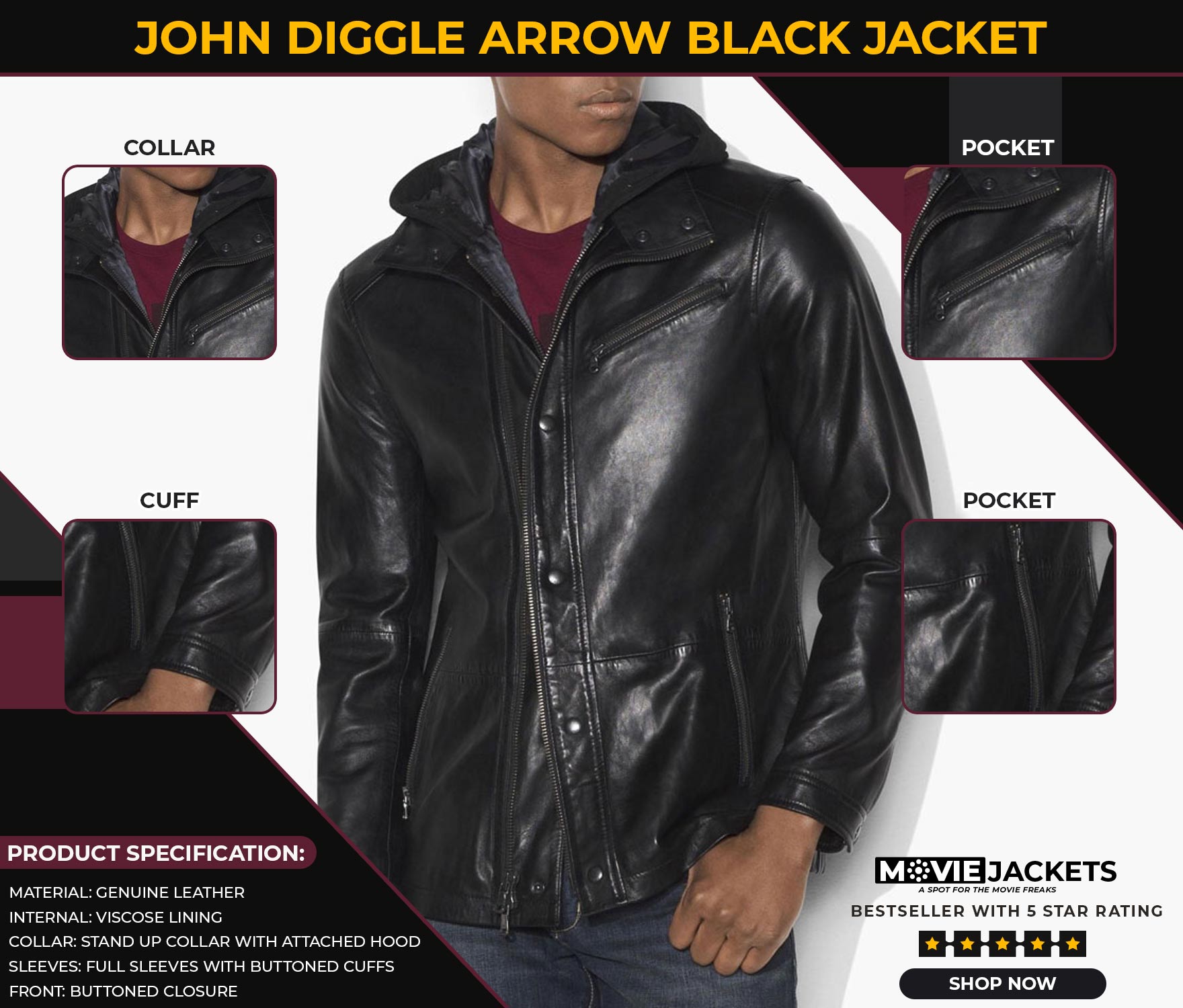 John Diggle Arrow Black Jacket John Diggle Arrow Black Jacket