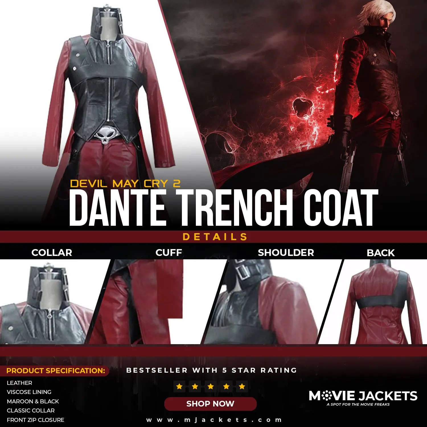 Devil May Cry 2 Coat  DMC Dante 2 Coat - Mjackets