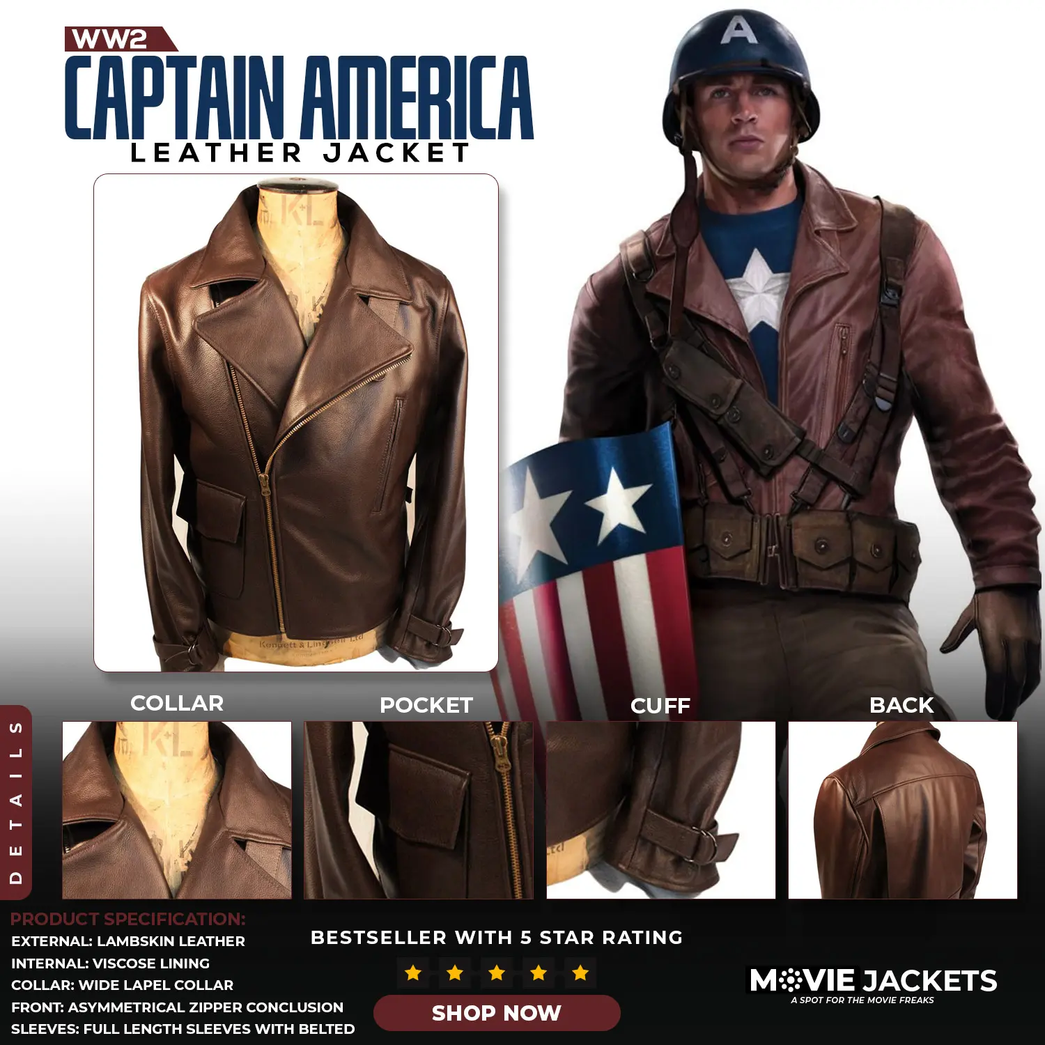 Captain America WW2 Brown Jacket Captain America WW2 Brown Jacket