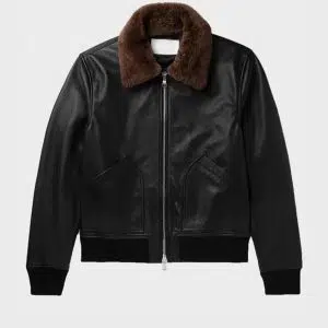Men's Black Shearling Bomber Leather Jacket