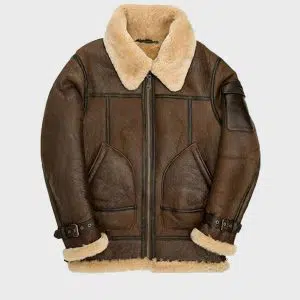 Mens B3 Aviator Leather Jacket Brown Sheepskin Leather Jacket