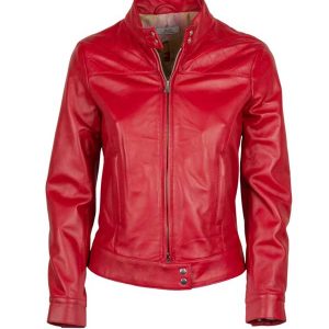 Women’s Real Leather Cafe Racer Jacket